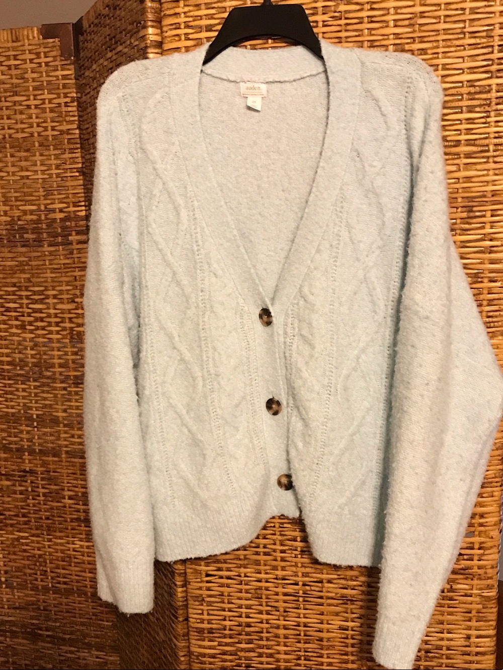 Auden Light Blue Cable-Knit Button Cardigan